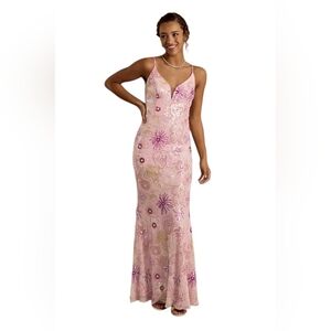 Floral Pink Sequin Dress